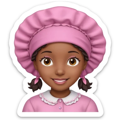 Black girl with pink bonnet sticker