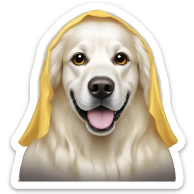 Golden retriever in a ghost costume  sticker