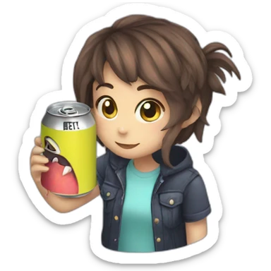 a femboy drinking a can of monster sticker