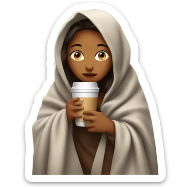 girl inside a blanket sipping coffee eyes closed sticker