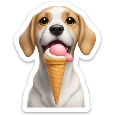 a dog licking a ice cream cone sticker