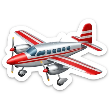 A small propeller plane with a bright painted nose and sturdy landing gear flying low and fast.
 sticker