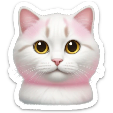 White munchkin cat with pink blow sticker