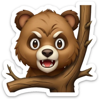 dropbear emoji with a fierce expression and sharp teeth, mid attack, dropping from a tree sticker
