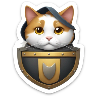 Fat calico cat with a shield  sticker