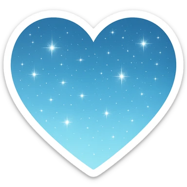 Modify the heart with a night sky gradient to light blue night theme with a light blue gradient, more stars, and a soft glow. Remove the background entirely  sticker