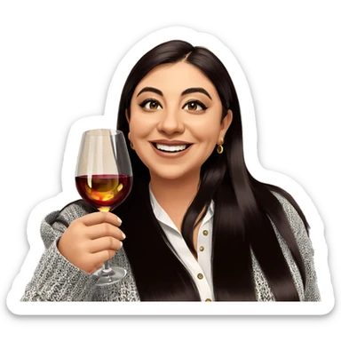 smiling girl with wine glass sticker