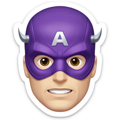 captain america marvel superhero with iconic purple mask headshot sticker