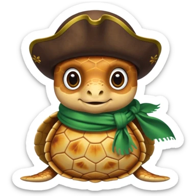 cute sea turtle wearing a gren pirate scarf sticker