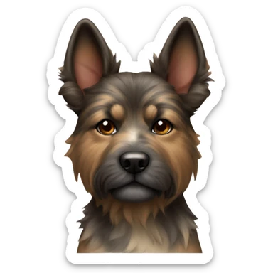 Pointy ears Brindle fluffy Asian dog with brindle fur pointed ears  sticker
