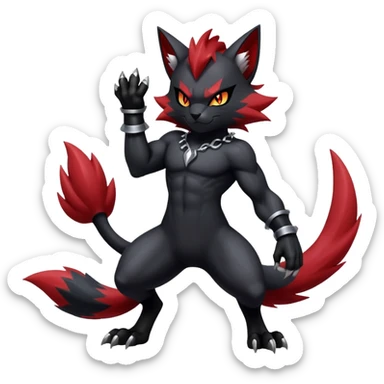 Shiny Dark Gothic Badass Handsome Torracat-Zoroark full body sticker