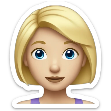 a girl with blue eyes and short blonde hair sticker