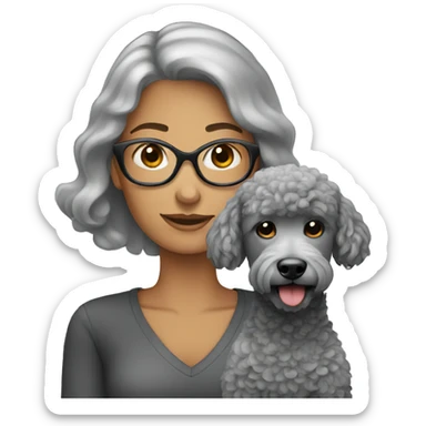Woman with grey poodle sticker