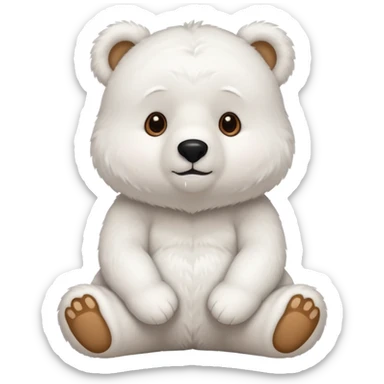 a cute sitting white bear sticker