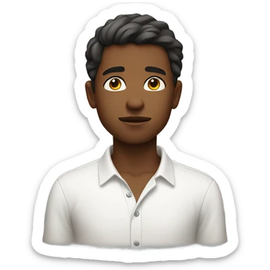 thoughtful boy in white shirt with eyes shut sticker