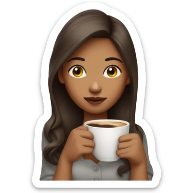 Girl with coffee blushing sticker