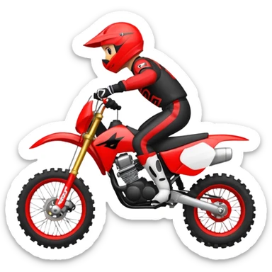 Moto cross noire et rouge avec des pneus lisses  sticker