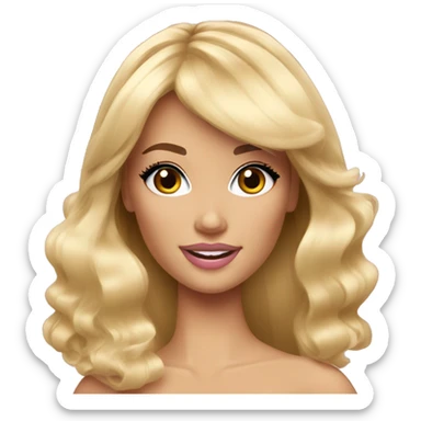 Beautiful barbie blonde with bangs long hair  sticker