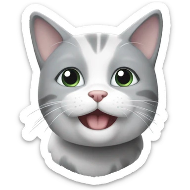 cutesy grey and white cat sticker