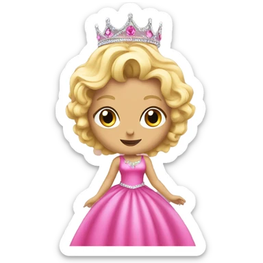 blonde disco queen in pink dress with a tiara sticker