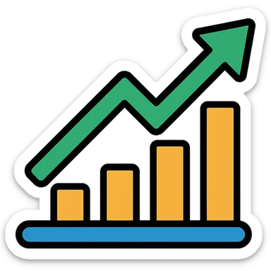 stock chart with green arrow up sticker