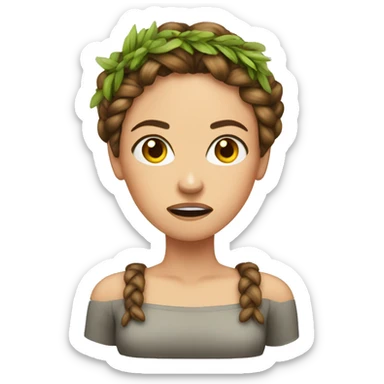 angry woman with Braid wreath (Braid crown) hairstyle in sticker
