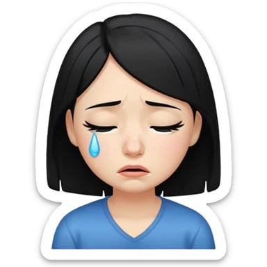 eye closed crying girl with black hair  sticker