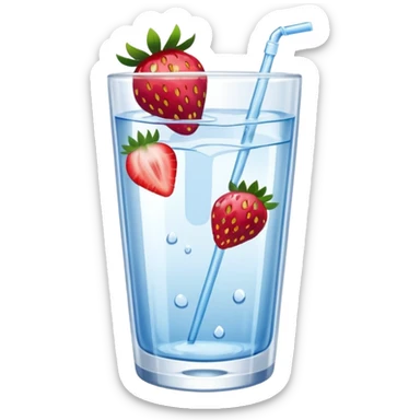 glass of water with strawberry slices sticker