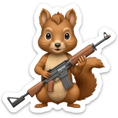 Squirrel holding m4 rifle sticker