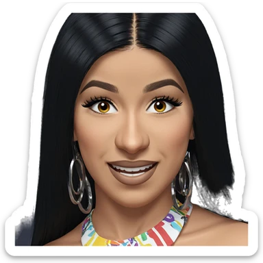 smiling girl with black hair sticker