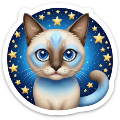 Siamese cat and starry night van gogh sticker