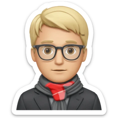 gray scarf male blonde hair with suit glasses sticker