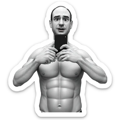 muscular male in bathroom mirror sticker