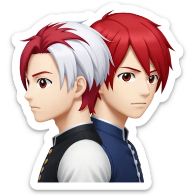 Just Shoto Todoroki's iconic split hairstyle without the face - left side red hair, right side white hair, from My Hero Academia sticker