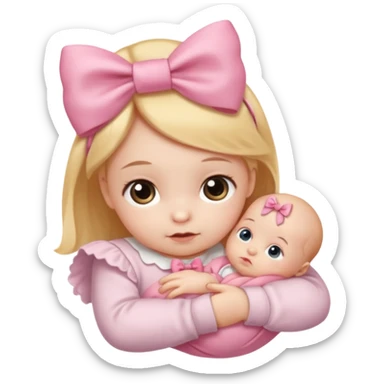 Newborn with a bow sticker