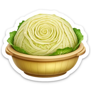 Cinematic Realistic Sauerkraut Dish Emoji, depicted as a tangy, fermented cabbage dish rendered with vibrant textures and natural, appetizing lighting. sticker