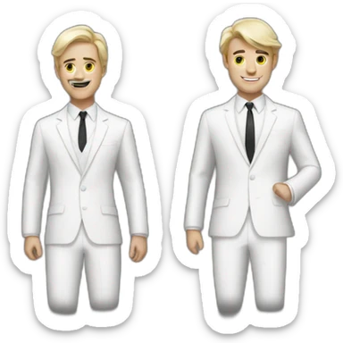 Two guys in a white paint suit sticker