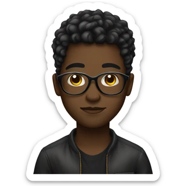 Black boy with aesthetic glass and aesthetic hair style sticker