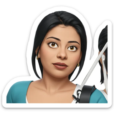 elegant girl with black hair sticker