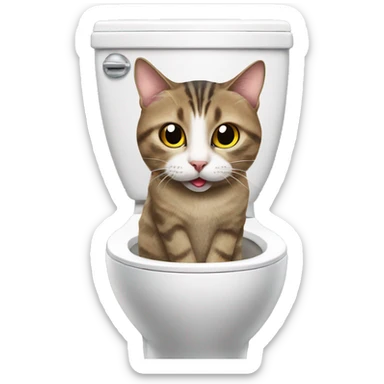 cat in a toilet sticking its tongue out sticker