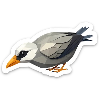 low poly bird died sticker