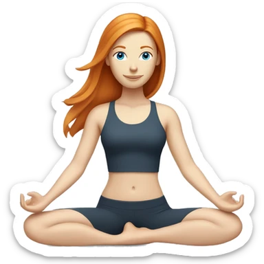 Ginger straight hair woman with blue eyes doing yoga sticker
