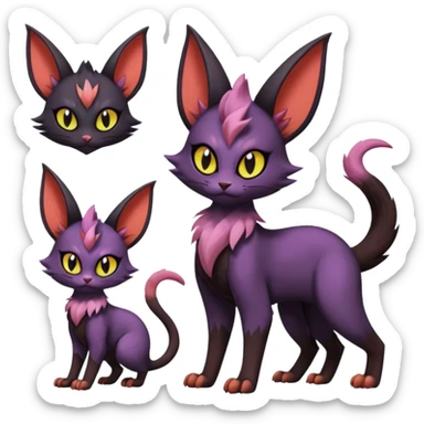 Black cute cool Noivern-Noibat-Purloin-Torracat-Lykoi-Caracal-cat-Fakemon-fusion-hybrid-creature sticker