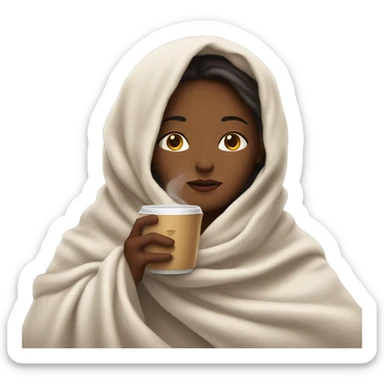 girl inside a blanket sipping coffee eyes closed sticker
