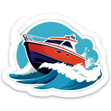 recreational boat in waves sticker