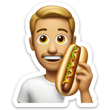 un monsieur qui mange un hot dog sticker