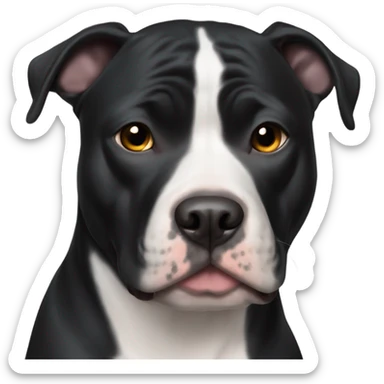 My dog Sheba black Pitbull with white on chest sticker
