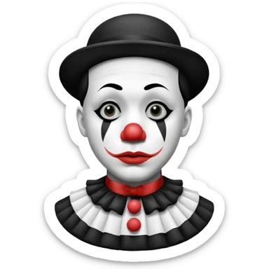 black and white mime clown emoji sticker