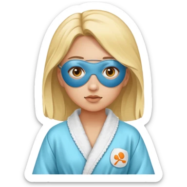 girl with eye patches, bathrobe, light background sticker