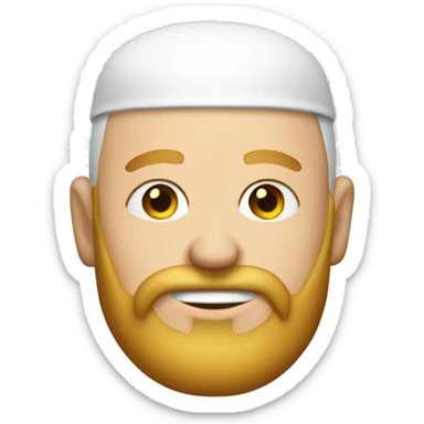 A white face with a bald head and a golden beard with cap reds sticker